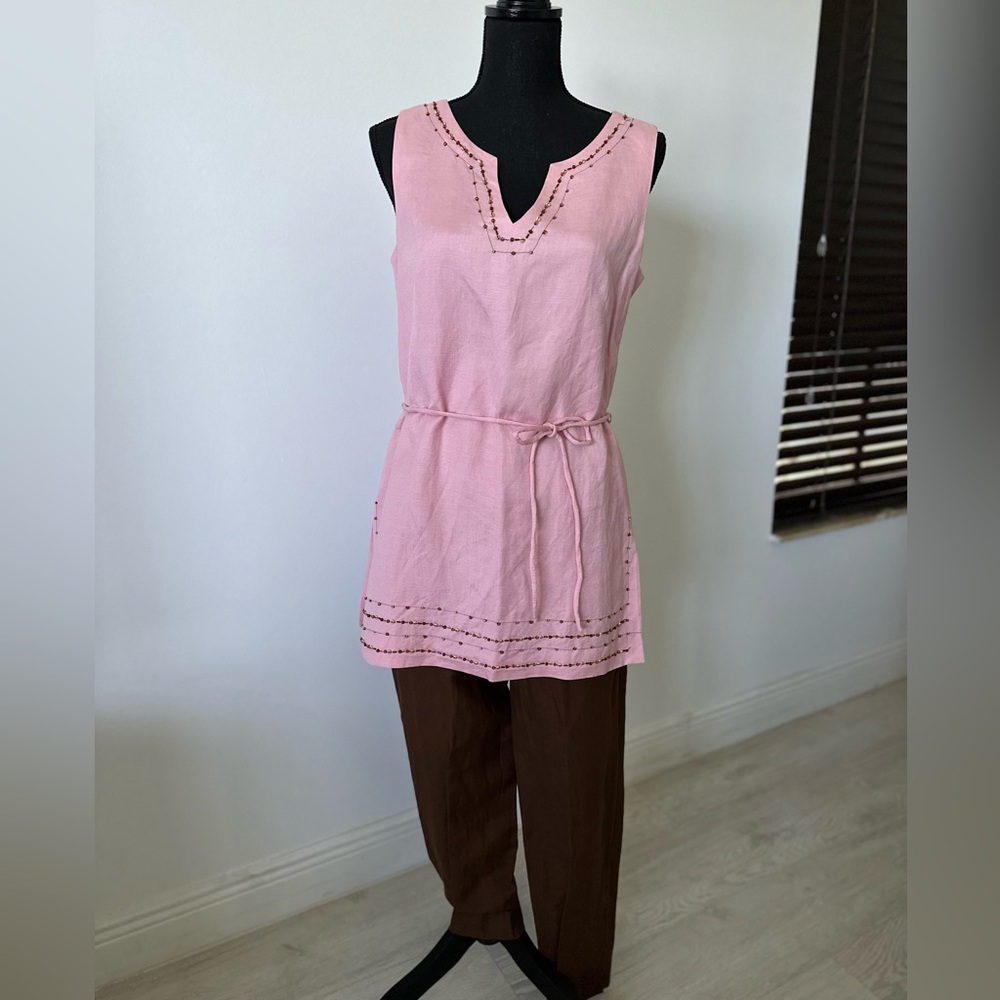 Jessica Howard Pink Tunic and Brown Pants Set